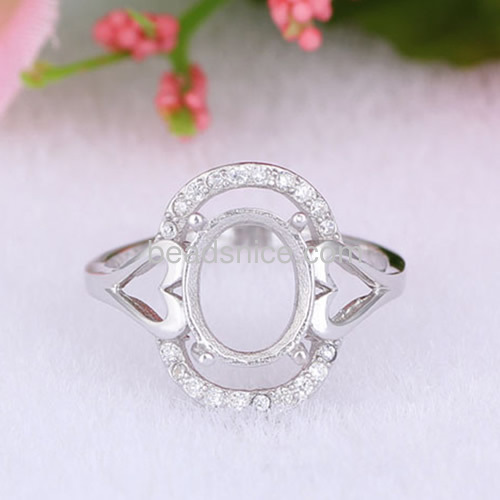 New design ladies finger ring base open ring hollow bezel wholesale jewelry making supplies sterling silver oval shape DIY