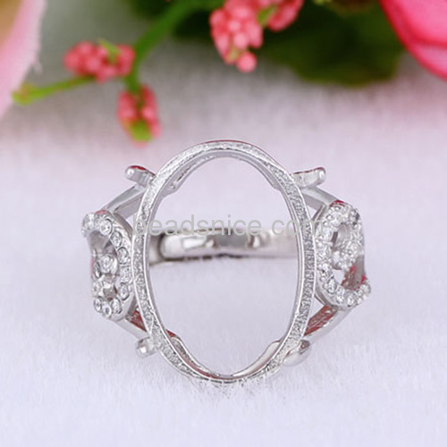 Finger ring blank base adjustable rings hollow bezel fit wedding wholesale vintage jewelry rings settings sterling silver oval