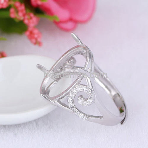 Finger ring blank base adjustable rings hollow bezel fit wedding wholesale vintage jewelry rings settings sterling silver oval