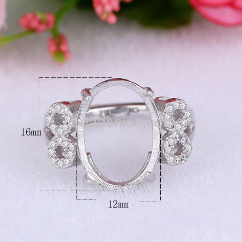 Engagement ring base adjustable rings hollow bezel with 4 claws wholesale rings jewelry settings sterling silver oval shape DIY