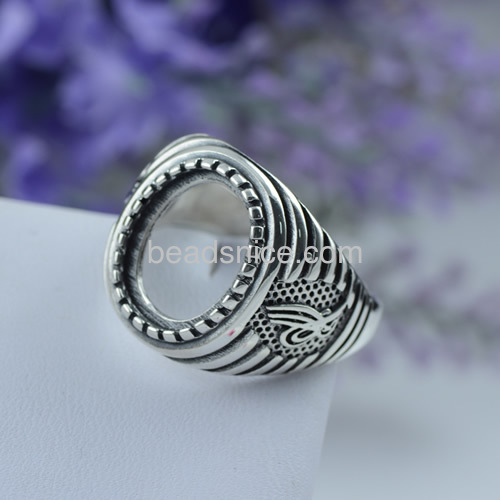 Metal ring mountings custom rings base hollow ring blanks base wholesale fashion jewelry  Thai silver oval shape DIY gift for he