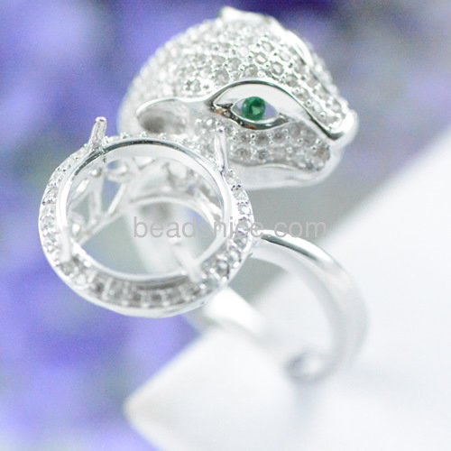 Fashion ring base mountings unique designs for men leopard head wholesale fashion rings jewelry findings sterling silver DIY