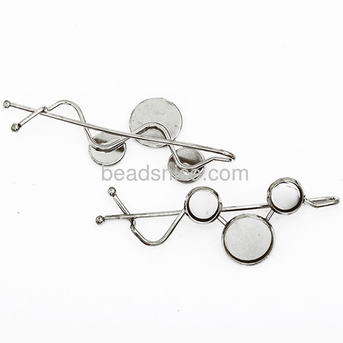 Metal hair clip wave reel word folder hairpin with 3 blank tray wholesale vintage jewelry hair accessories brass DIY Korea style