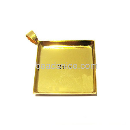 Brass Pendant Blank/Pendant Settings, Prismatic, 25.4X25.4mm, Length:1 Inch