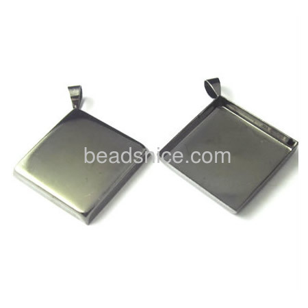 Brass Pendant Blank/Pendant Settings, Prismatic, 25.4X25.4mm, Length:1 Inch