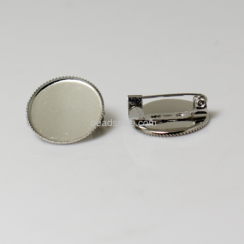 Brooch pin wedding brooch base round cabochon blanks tray serrated edge wholesale vogue jewelry accessory brass nickel-free