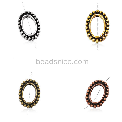 Metal loose beads oval gemstone frame big hole fit bracelets bangles wholesale bracelet jewelry findings alloy DIY gift for frie