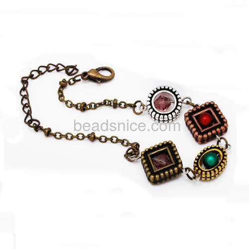 Round beads gemstone frame fit bracelets bangles diagonal hole wholesale vintage jewelry findings alloy handmade