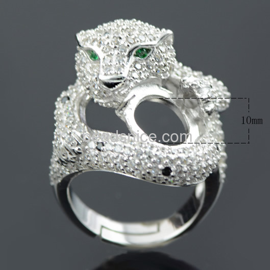 Animal ring blanks base leopard head rings opening mountings wholesale rings jewelry making supplies sterling silver DIY gift fo