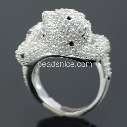 Animal ring blanks base leopard head rings opening mountings wholesale rings jewelry making supplies sterling silver DIY gift fo