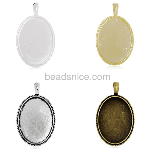 Metal pendant tray oval cabochon pendant blanks base settings fit cameo glass wholesale vintage jewelry findings zinc alloy hand