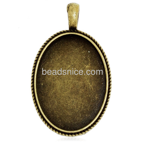 Metal pendant tray oval cabochon pendant blanks base settings fit cameo glass wholesale vintage jewelry findings zinc alloy hand