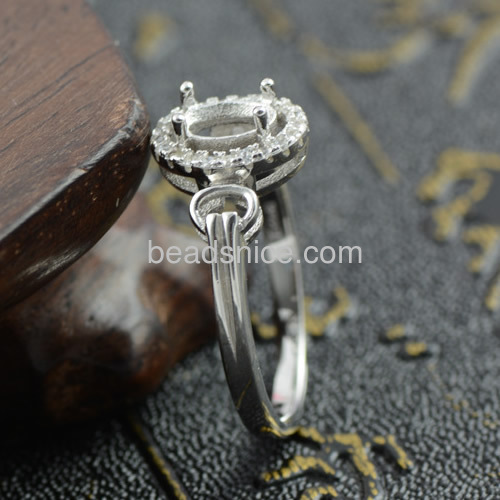 Wedding ring mountings opening adjustable semi-mouth rings base wholesale rings jewelry accessory sterling silver DIY oval shape