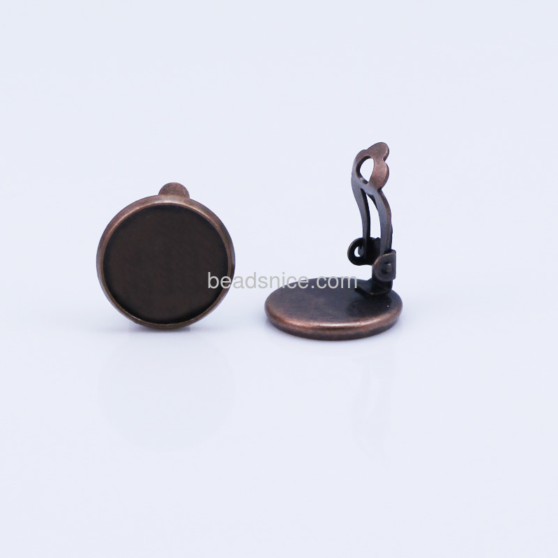 Brass Clip-On Earring Component,Base Diameter:14mm,Nickel-free,Lead-safe,