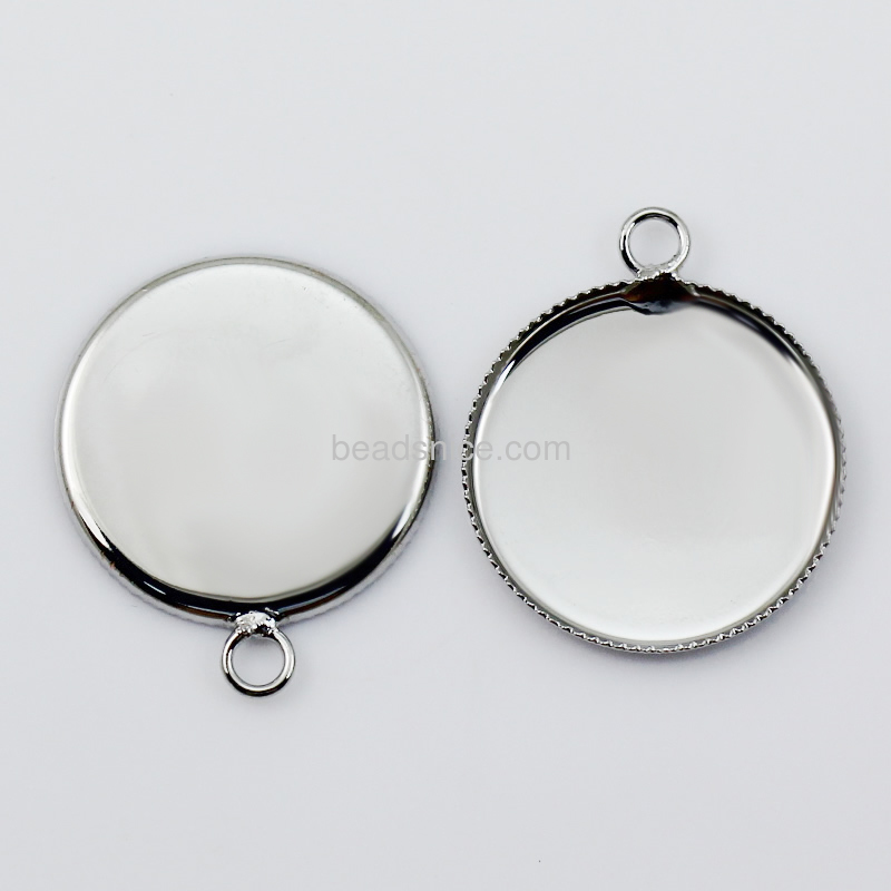 Brass Cabochon Pendant Setting ,fits 20mm round,Hole:about 2.5mm,Lead Safe,Nickel Free,Fack Plating,