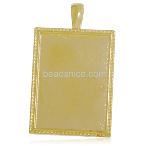 Metal pendant blanks base rectangular cameo pendants blank tray wholesale vogue jewelry accessory zinc alloy handmade gifts