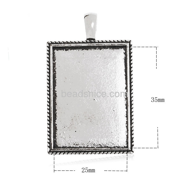 Metal pendant blanks base rectangular cameo pendants blank tray wholesale vogue jewelry accessory zinc alloy handmade gifts