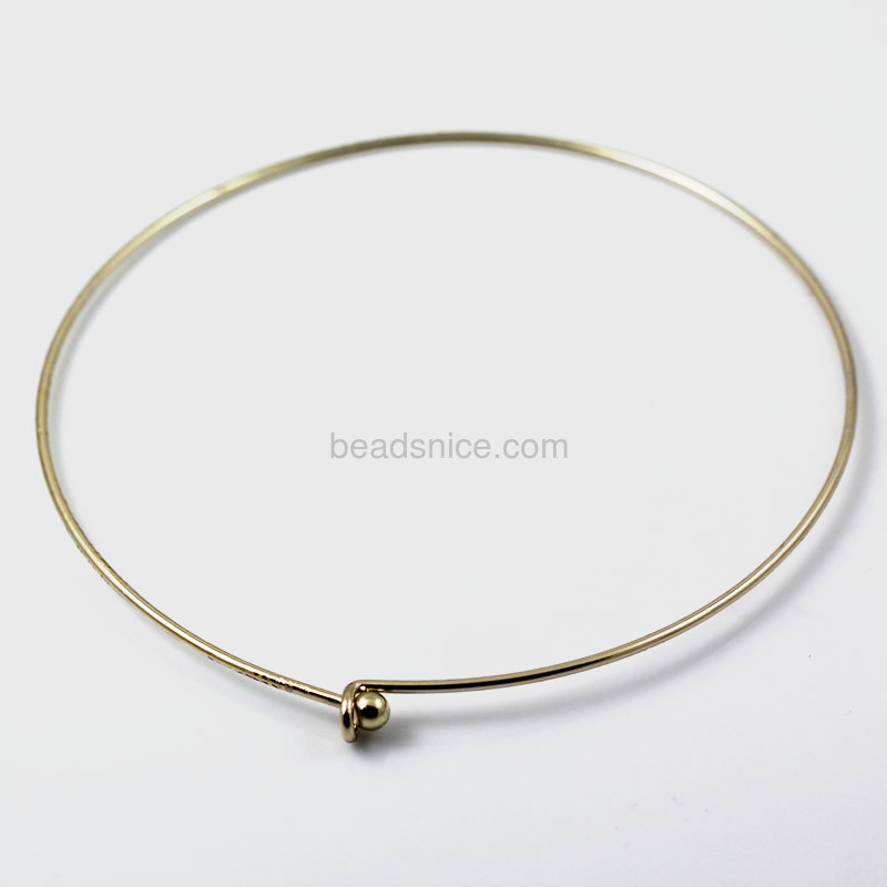 Brass necklace,inside diameter:122mm,outer diameter:125mm, 2mm thick，bead :6mm ,nickel free,lead safe,