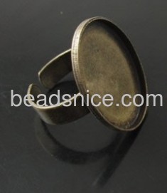 Brass finger ring settings,lead-safe,nickel-free,oval