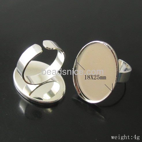 Brass finger ring settings,lead-safe,nickel-free,oval