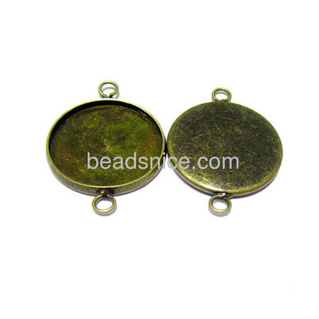 Gemstone bezel connectors Bezel Cup with 2 Loops ,brass,round,rack plating,lead-safe,nickel-free,