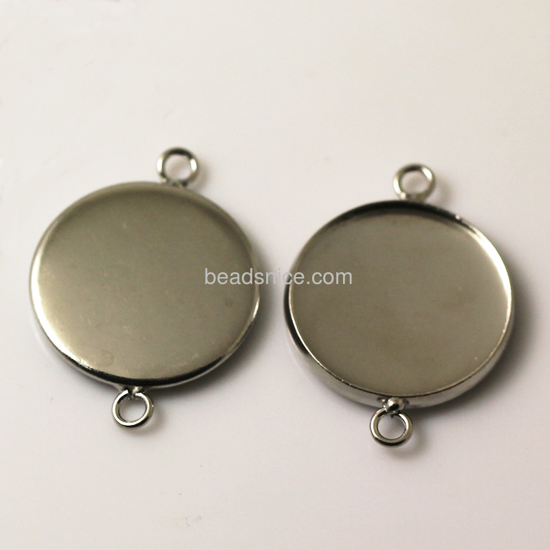Bezel Cup with 2 Loops ,brass,round,rack plating,lead-safe,nickel-free,