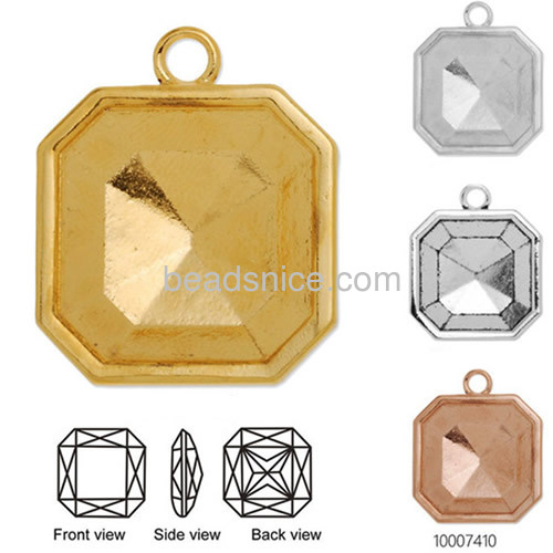 Necklace pendant settings square pendant blank base tray bezel wholesale pendant jewelry findings zinc alloy DIY gift for friend