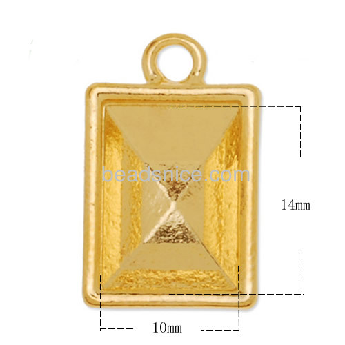 Metal pendant blanks pendant bezel tray pendants base wholesale vogue jewelry settings zinc alloy DIY rectangular shape