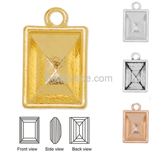Metal pendant blanks pendant bezel tray pendants base wholesale vogue jewelry settings zinc alloy DIY rectangular shape