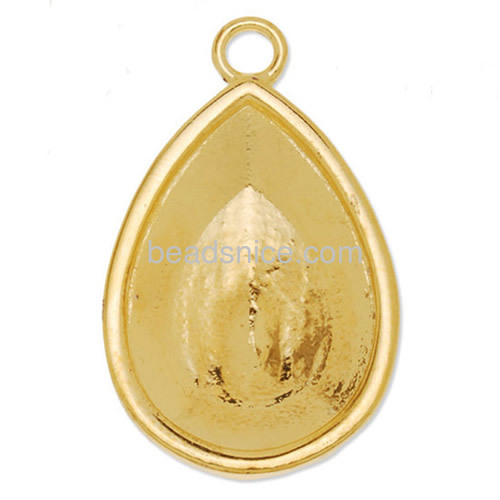Gemstone pendant blanks base water drop necklace pendant base settings wholesale fashion jewelry accessory zinc alloy handmade