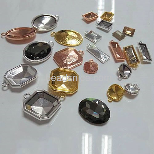Metal pendant base rounded square pendant tray sharp end of the base wholesale vogue jewelry making supplies zinc alloy DIY