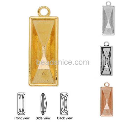 Necklace pendant base tiny rectangular pendant parts bezel pendant settings wholesale fashion jewelry making supplies zinc alloy