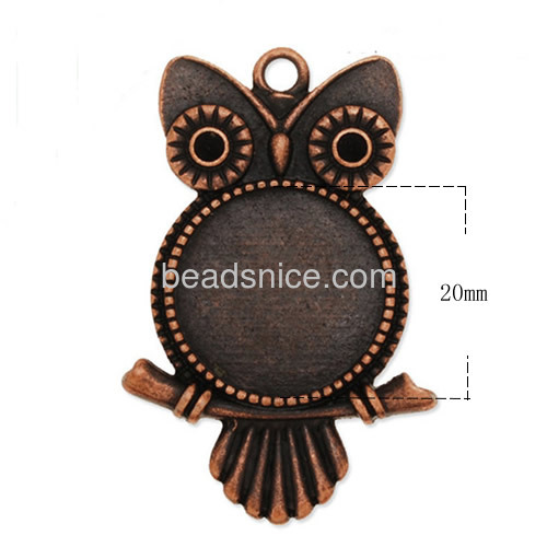 Owl pendant retro small animal pendant settings 20mm round flat pad wholesale vintage jewelry accessories zinc alloy handmade