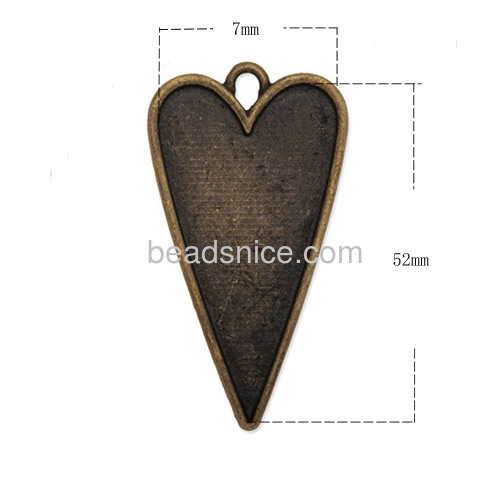 Vintage pendant blanks base retro heart shape pendant tray unique designs wholesale fashionable jewelry accessory zinc alloy DIY