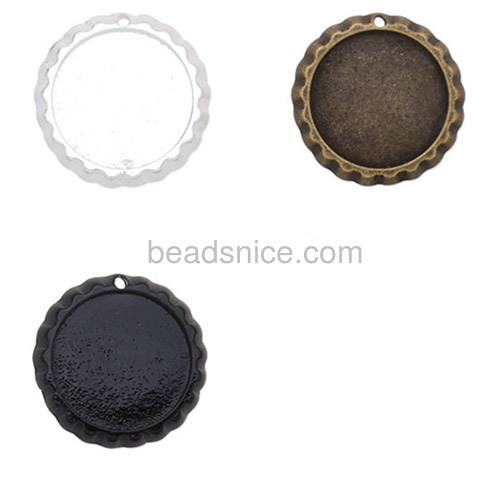Necklace pendant round cabochon pendant base retro simple pendants bezel settings wholesale fashion jewelry findings zinc alloy