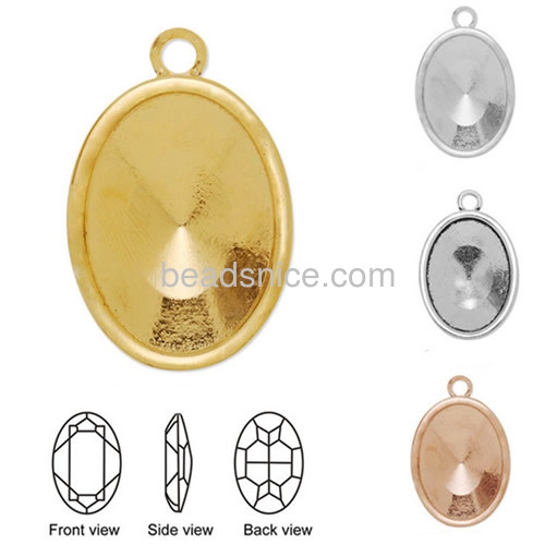Gemstone pendant mountings oval pendant blanks base settings sharp end of the base wholesale fashionable jewelry findings DIY