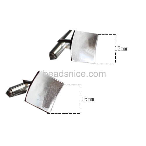 Silver cufflinks for men concave square cuff link with 15mm glue pad wholesale fashion jewelry findings sterling silver gifts