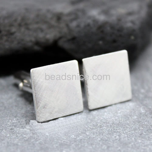 Wedding cufflinks for men French suit shirt cufflinks wholesale fashion jewelry findings sterling silver square shape flat pad