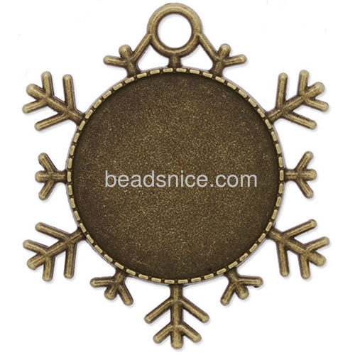 Christmas pendant base snowflake pendant cabochon round tray wholesale fashion jewelry findings zinc alloy handmade gift for her