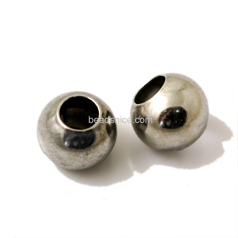 Jewelry smooth surface spacer beads, brass, round,nickel- free, lead- safe, 10mm, hole:5mm,