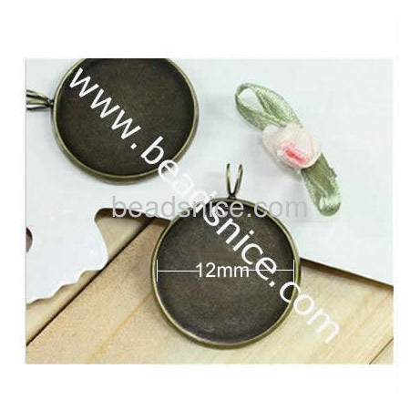 Brass Cabochon Pendant Setting ,fits Base Diameter:12mm round,hole:about 4x2mm,Lead Safe,Nickel Free,Hand rack plating,