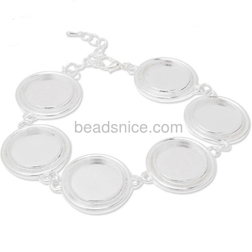 Gemstone bracelet base retro bracelets bangles with cabochon round tray wholesale bracelet jewelry findings alloy simple style