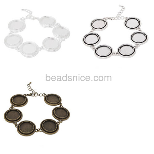 Gemstone bracelet base retro bracelets bangles with cabochon round tray wholesale bracelet jewelry findings alloy simple style