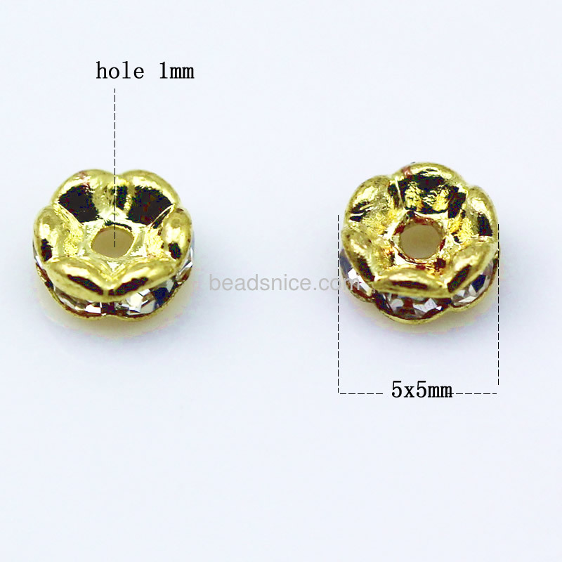 Rhinestone  Rondell Beads,A grade,Round,5X5X3.5mm,hole:1.5mm,