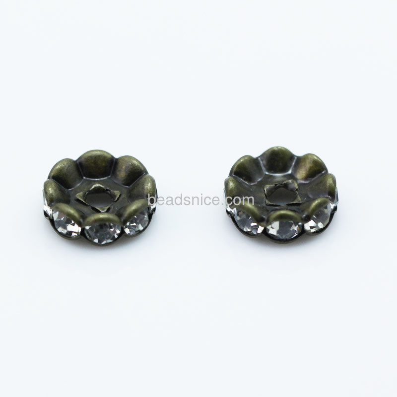 Rhinestone  Rondell Beads,A grade,Round,10X10X3.5mm,hole:1.5mm,