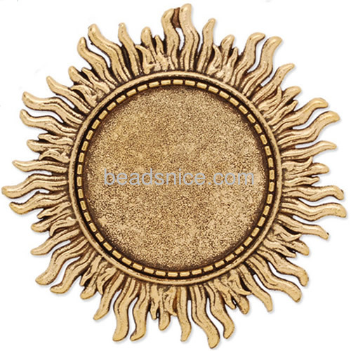 Vintage brooch pin sun shape brooch with cabochon round blanks tray wholesale vogue jewelry findings zinc alloy handmade gifts