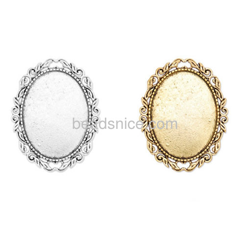Bulk brooch pin new delicate openwork lace oval brooch style gemstone brooch tray wholesale jewelry findings brass DIY gifts