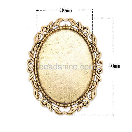 Bulk brooch pin new delicate openwork lace oval brooch style gemstone brooch tray wholesale jewelry findings brass DIY gifts