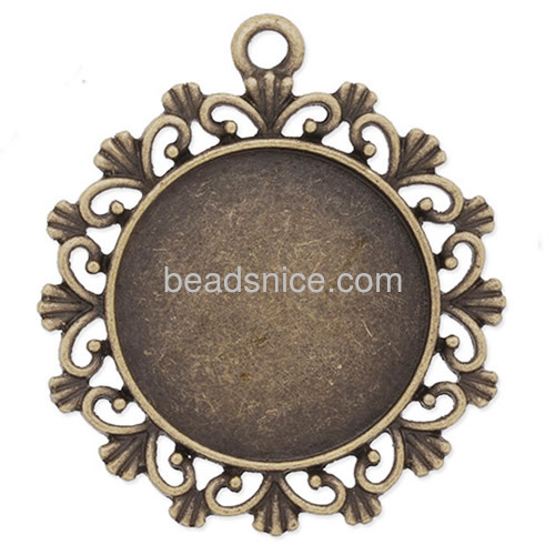 Gemstone pendant base cabochon round blanks tray filigree flower edge wholesale jewelry accessories zinc alloy Korean style DIY