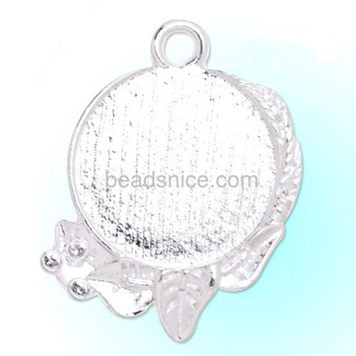 Vintage flower pendant base picture gemstone pendant round blanks tray wholesale jewelry accessory zinc alloy DIY Korea style